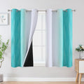 Estelar Textiler Teal and Greyish White Blackout Curtains 45 Inch Length by ESTELARTEXTILER