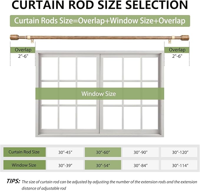 5/8” Diameter Curtain Rods 30-60 Inch, - Image 2