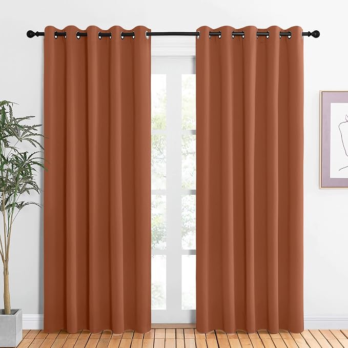 NICETOWN Room Darkening Draperies Window Curtain Panels, Burnt Orange, 2 Panels by NICETOWN