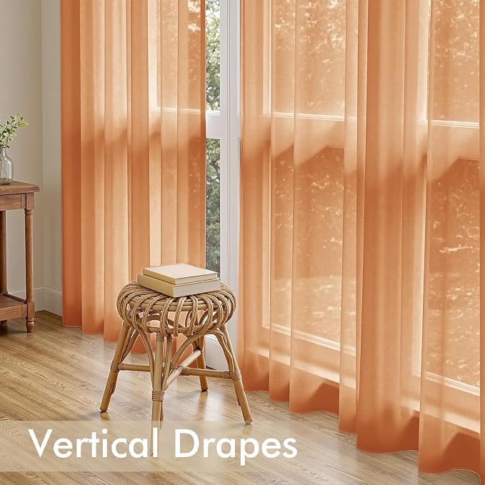 MIULEE Fall Orange Sheer Curtains 84 Inches Long 4 Panels 42 x 84 Inches | - Image 5