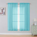 Simplebrand Aqua Sheer Curtains 63 Inch Length 2 Panels, Rod Pocket Solid Color by Simplebrand