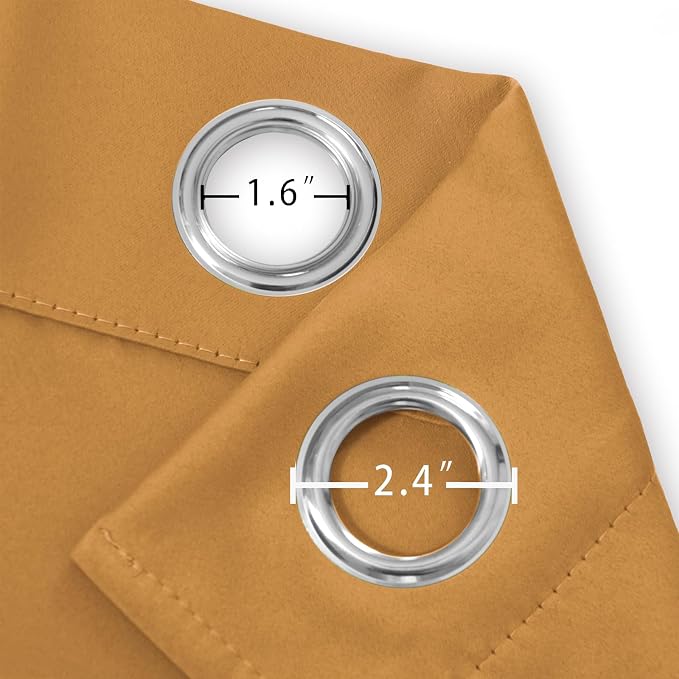 LEMOMO Mustard Yellow Thermal Blackout Curtains/52 x 45 Inch/Set of 2 Panels - Image 5