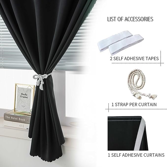 Stick On Blackout Curtains No Drill Required Self Adhesive Window Coverings - Image 2