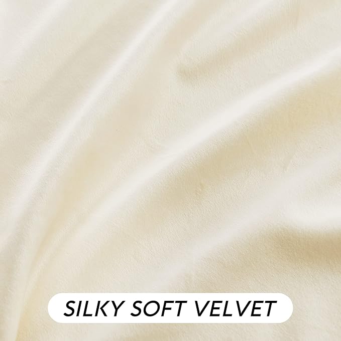 RYB HOME Ivory White Velvet Curtains 102 inches - Image 3