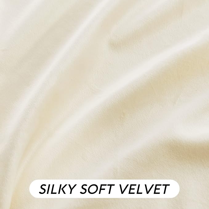 RYB HOME Ivory White Velvet Curtains 84 inches - Image 3