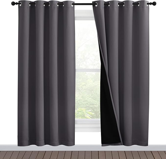 NICETOWN Grey Full Shade Curtain Panels, Pair of Energy Smart & Noise Blocking by NICETOWN