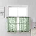 Lecloud Leia Sage Green Sheer Kitchen Curtains 24 Inch Length 2 Pcs, Jacquard by Lecloud