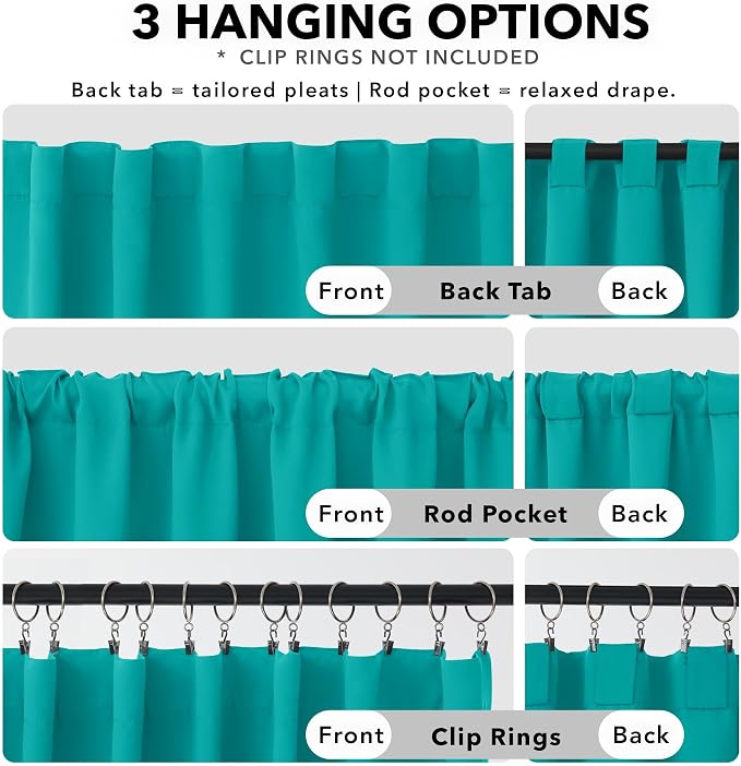 Deconovo Blackout Curtains, Thermal Insulated, W52 x L108 2 Panels, Back Tab - Image 2