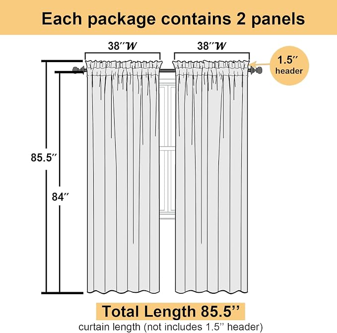 Lecloud Leia White Sheer Curtains 84 Inches Long 2 Panels, Semi Sheer Jacquard - Image 5