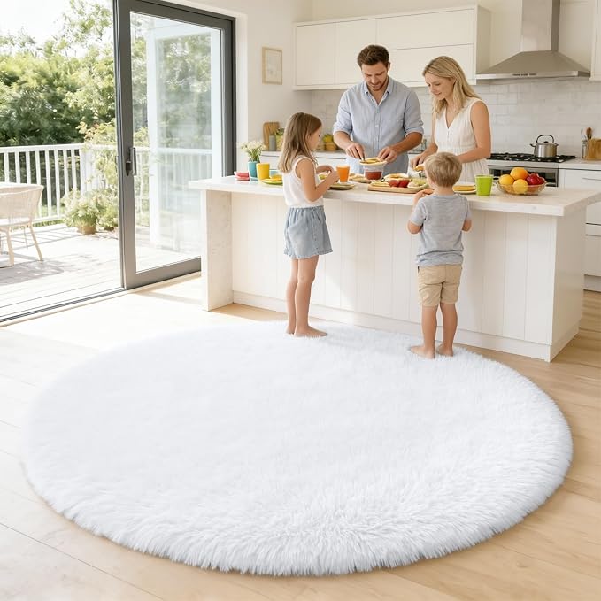 OLANLY White Round Rugs for Bedroom - Image 6