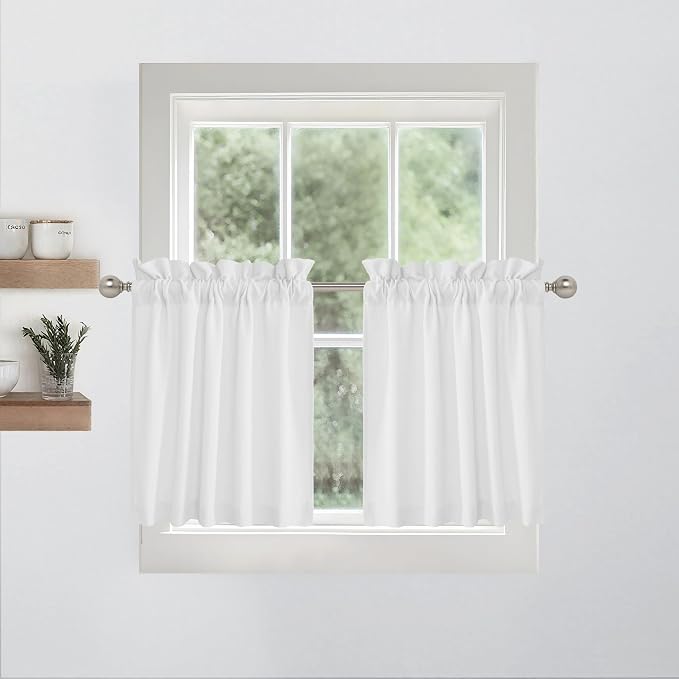 RYB HOME Short Cafe Curtains Faux Linen Blended Light Filtering Privacy Protect - Image 6