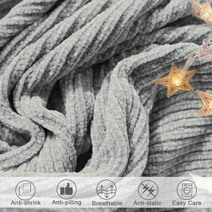 lifein Throw Blanket for Couch, Soft Boho Decor Bed Throw, Cozy Grey Knitted - Image 5