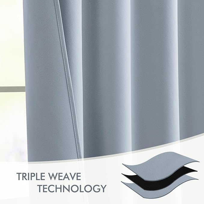 MIULEE Light Blue Back Tab Blackout Curtains 84 Inch Length 2 Panels Set - Image 7