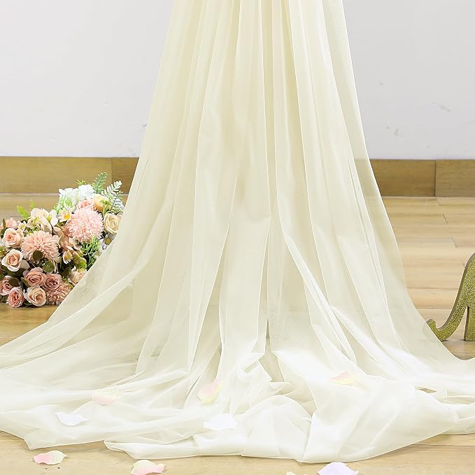 Ivory Tulle Backdrop Curtain for Wedding Parties 10ft x 10ft Sheer Backdrop - Image 7