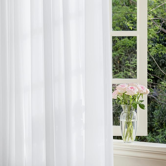 FMFUNCTEX Sheer Non-See-Through White Curtains - Image 8