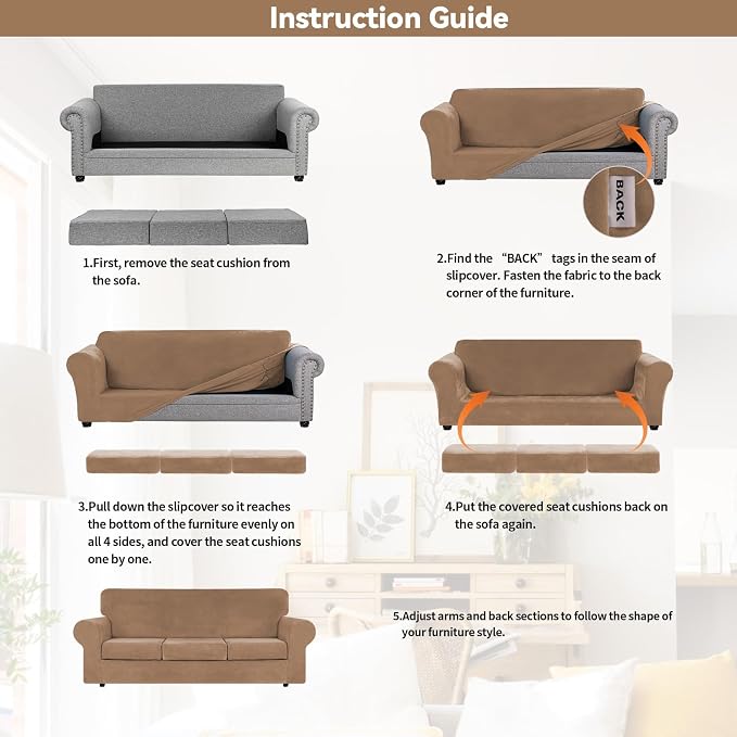 WEERRW 4 Pieces Polyester and Spandex High Stretch Couch Covers - Image 6