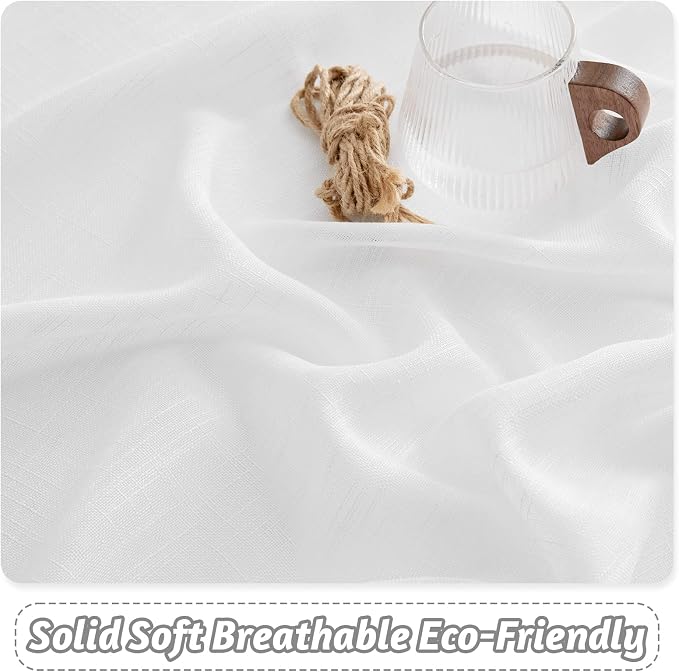 RYB HOME Semi Sheer Curtain Valance Window Topper, Textured Linen Sheer Kitchen - Image 3