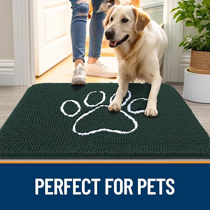 OLANLY Dog Door Mat for Muddy Paws 59x35, Paw Print Design, Absorbs Moisture - Image 6