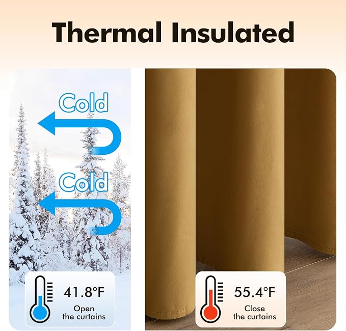 MIULEE Velvet Curtains Gold Elegant Grommet Curtains Fall Thermal Insulated - Image 5