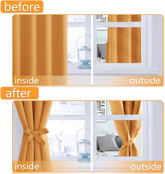 Room Darkening Curtains for Bedroom, Pumpkin Orange, 42 x 72 Inch | Noise - Image 4