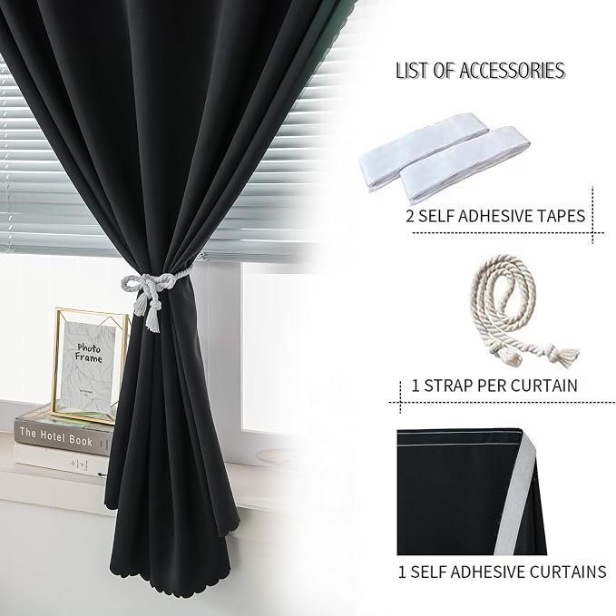 Adhesive Blackout Curtains- Self Stick Shades Window Blinds Curtains No Rod - Image 2