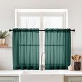 Green Small Sheer Curtains Tier 24 Inches Length 2 Pieces, Light Filtering Cafe by Home