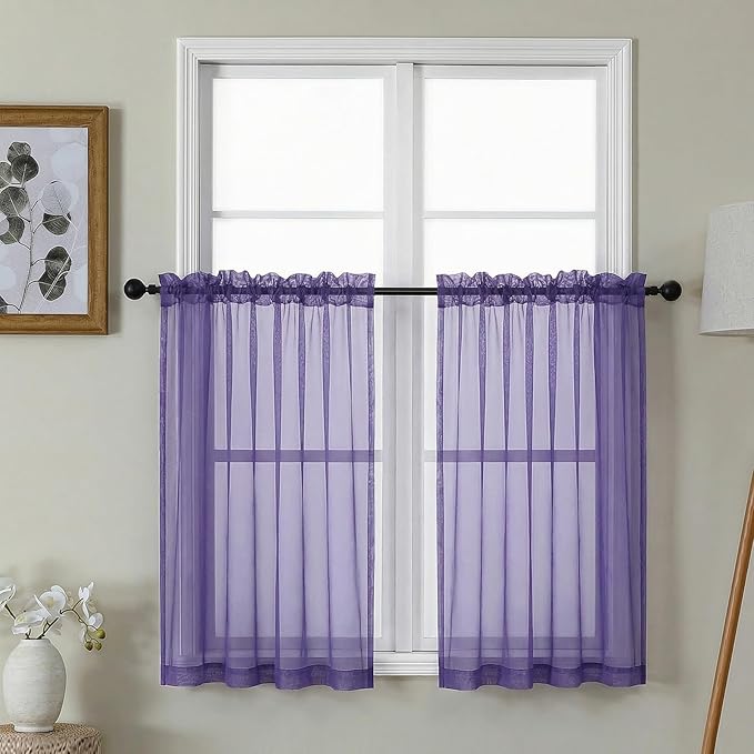 Gwine Short Kitchen Sheer Curtains 36 Inch Length by Gwine