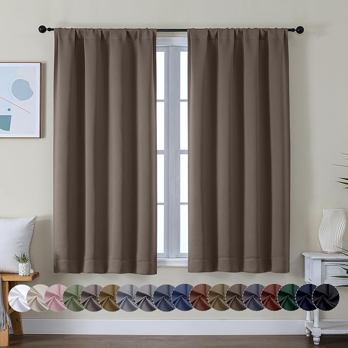 Simplebrand Ava Brown Short Blackout Curtains by Simplebrand