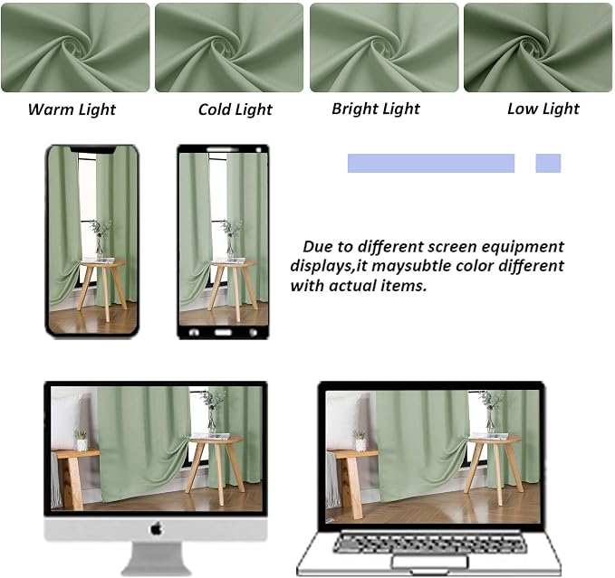 Simplebrand Ava Light Green Short Blackout Curtains - Image 8