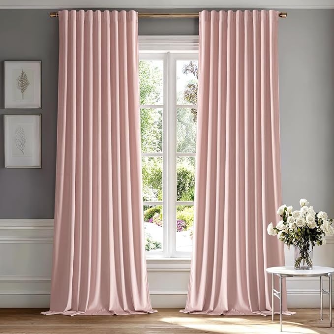 MIULEE Baby Pink Velvet Curtains 96 inches by MIULEE