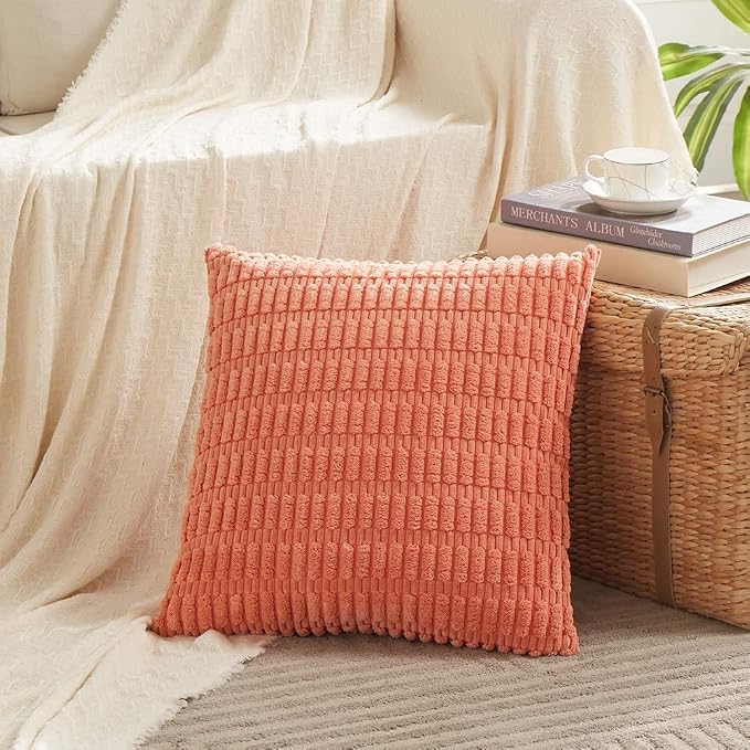 Fancy Homi 4 Packs Boho Coral Decorative Throw Pillow Covers 22x22 Inch - Image 2