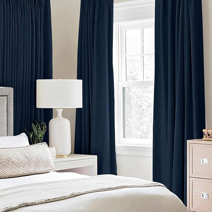 MIULEE Linen Textured Curtains for Bedroom Solid 100% Blackout Thermal - Image 2