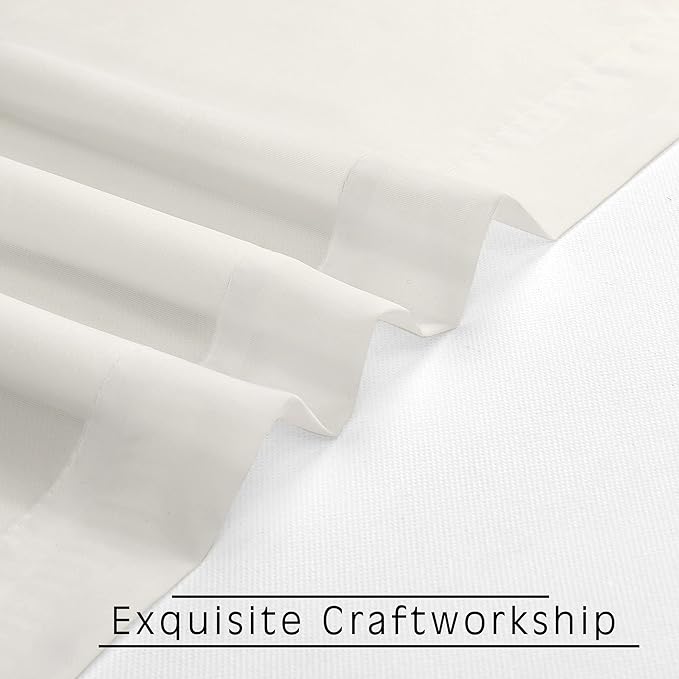 OWENIE Ivory Sheer Valance for Kitchen Windows Set of 2, Small Modern Rod - Image 5