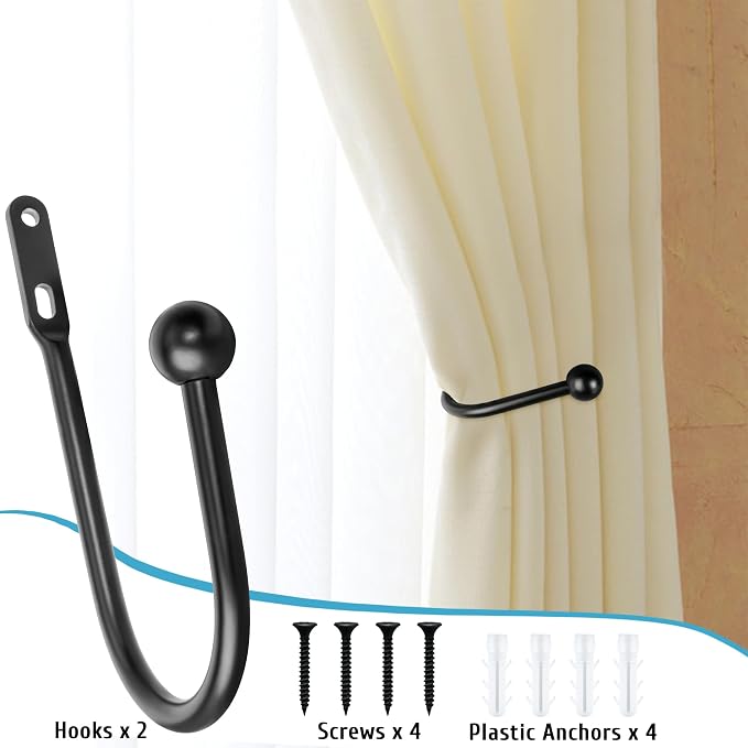 VRSS Wall Mount Curtain Tiebacks Drapery Holdbacks Curtain Holdback Hooks 6" L - Image 7