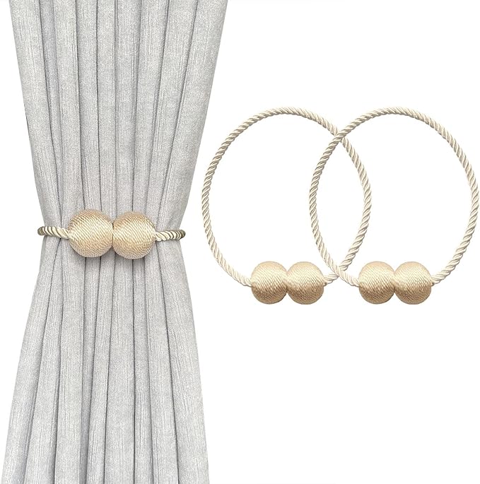 Melaluxe 2 Pack Magnetic Curtain Tiebacks, Decorative Curtain Holdbacks by Melaluxe