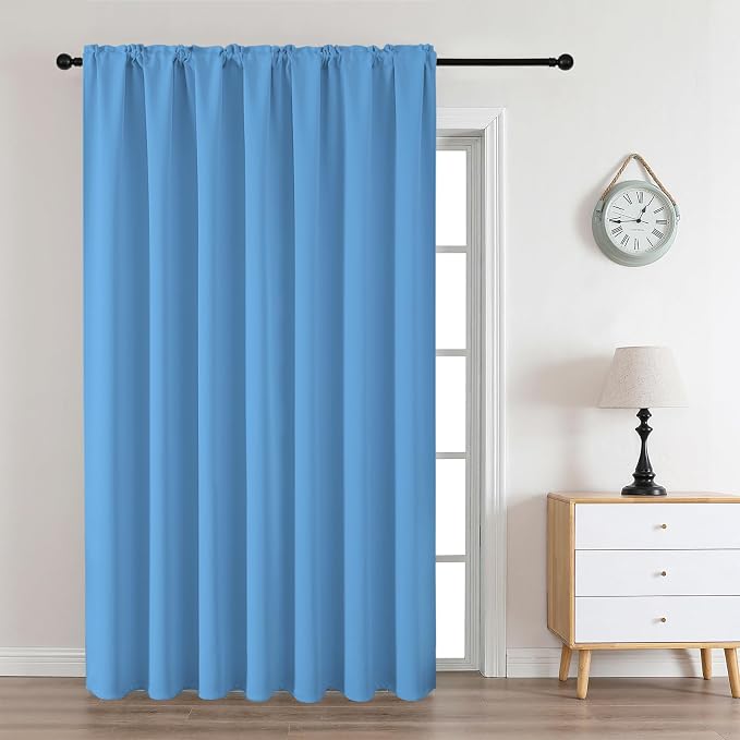 CUCRAF Light Blue Blackout Curtains Customize, Rod Pocket Room Darkening Curtain by CUCRAF