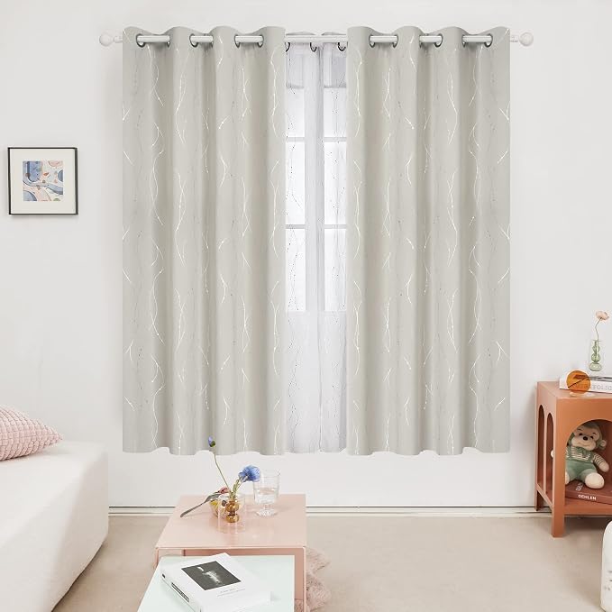 Deconovo Beige Curtains for Living Room, Light Darkening Soundproof Drapes - Image 2