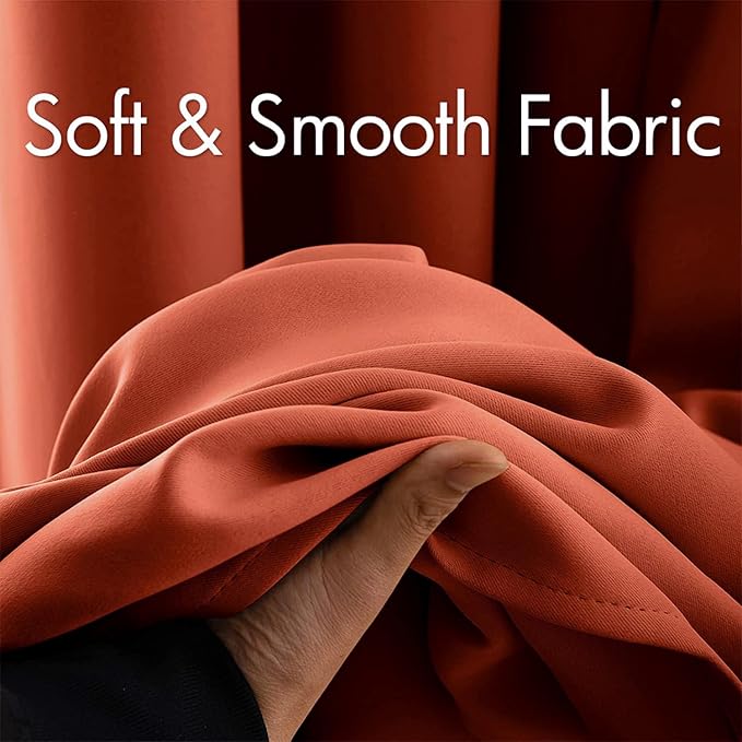MIULEE Room Darkening Curtains Thermal Insulated Rust Terracotta Drapes Window - Image 3