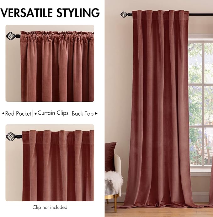 MIULEE Velvet Curtains 2 Panels Luxury Blackout Curtains - Image 2