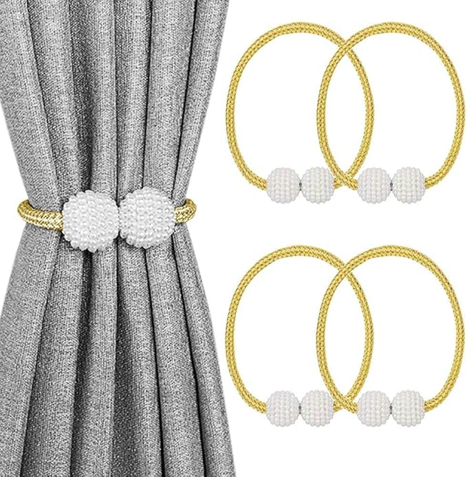 Melaluxe 4 Pack Magnetic Curtain Tiebacks, Decorative Curtain Holdbacks by Melaluxe