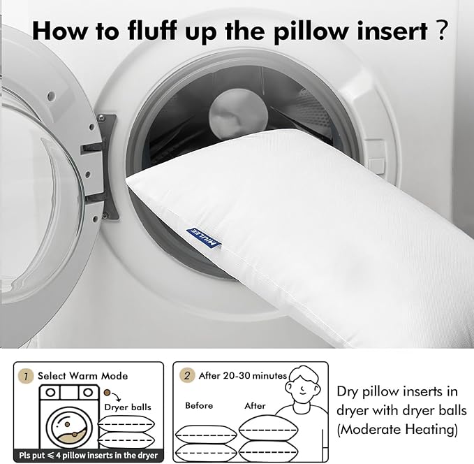 MIULEE Set of 2 Throw Pillow Inserts 26x26 Inches, Non-Woven Decorative Pillow - Image 7