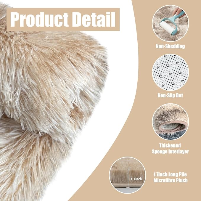 Shag Area Rug for Bedroom 3x5, Fluffy Area Rugs for Living Room, Soft Fuzzy Rug - Image 3