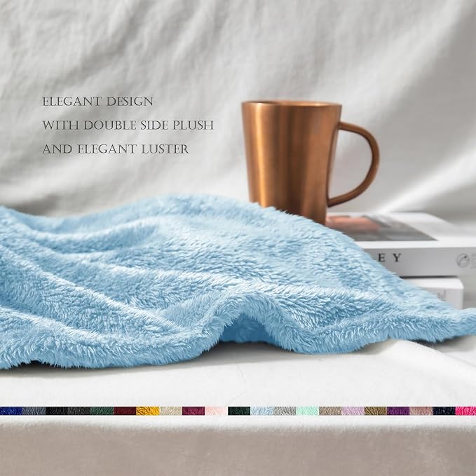 Exclusivo Mezcla Plush Fuzzy Fleece Bed Blanket Queen Size, Super Soft - Image 6