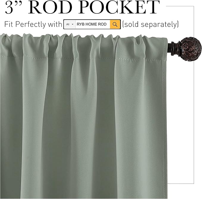 RYB HOME Short Blackout Curtains - Image 2