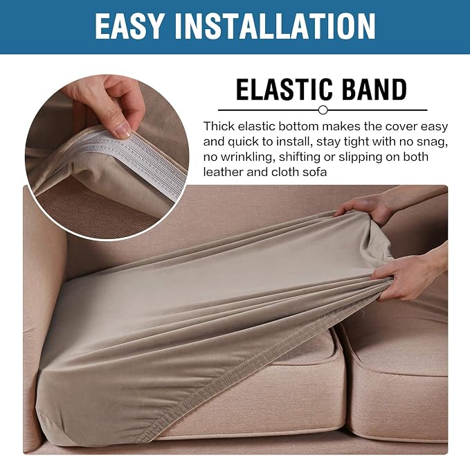 H.VERSAILTEX Velvet Stretch Couch Cushion Cover Plush Cushion Slipcover - Image 4