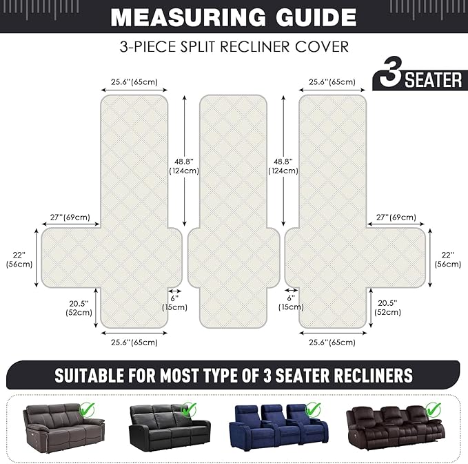 TAOCOCO 100% Waterproof Recliner Sofa Cover, Non Slip Split Couch Covers - Image 5