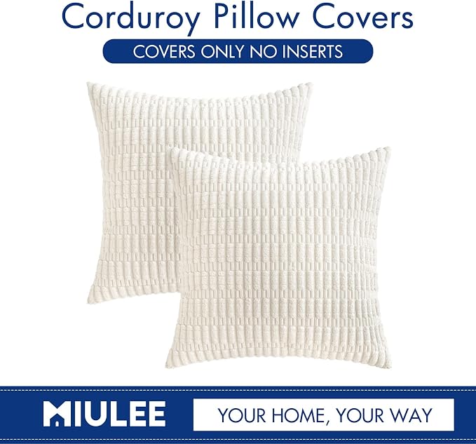 MIULEE Pack of 2 Corduroy Decorative Throw Pillow Covers 18x18 Inch Soft Boho - Image 9