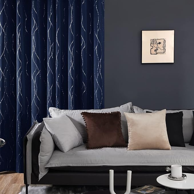 Deconovo Navy Blue Curtains, 42 x 84 Inch, Thermal Insulated Soundproof Privacy - Image 3