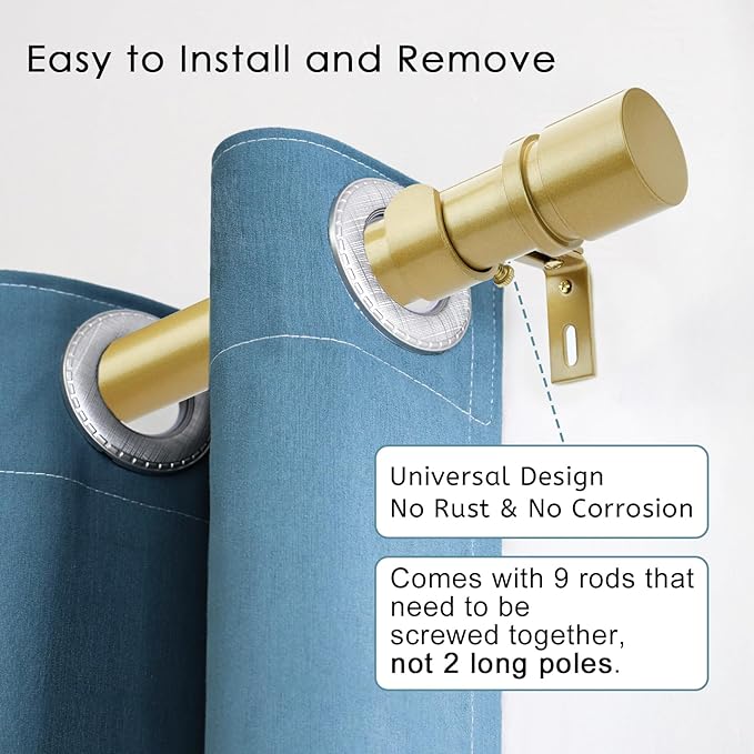 Byondeth Curtain Rods for Windows 16 to 144 Inches Adjustable Length 1 Inch - Image 2