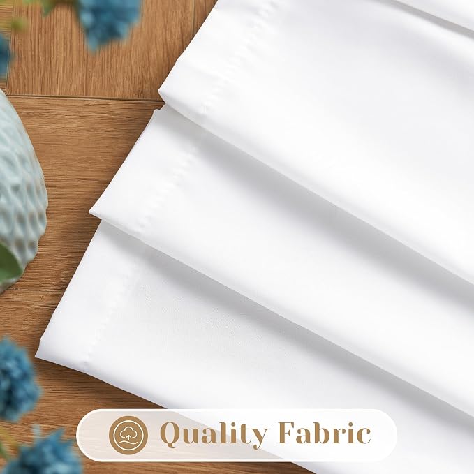 HOMEIDEAS Non-See-Through White Privacy Sheer Kitchen Curtains, 30 X 36 Inches - Image 3